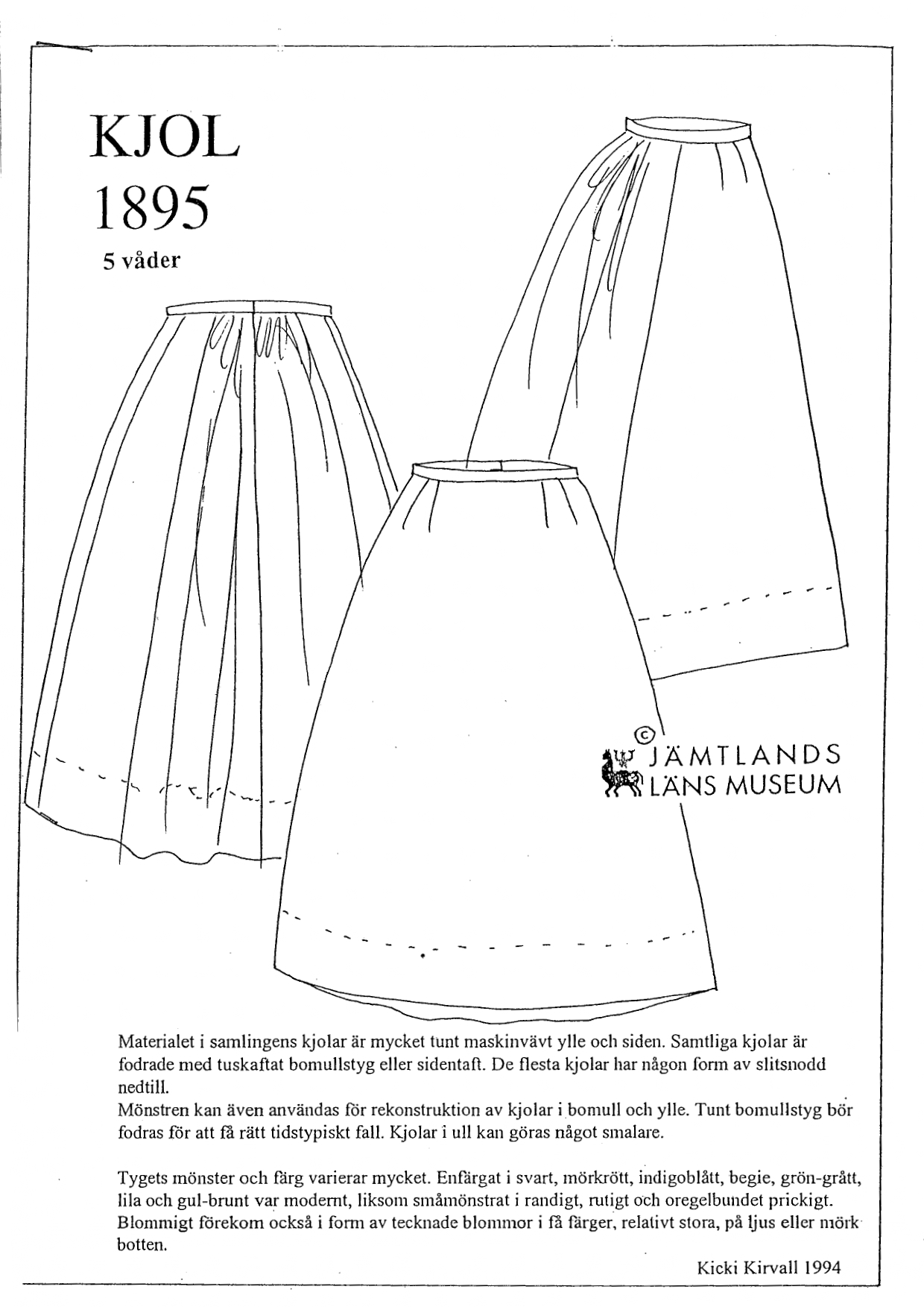 Sewing pattern Jamtli- Skirt 5panel 1895