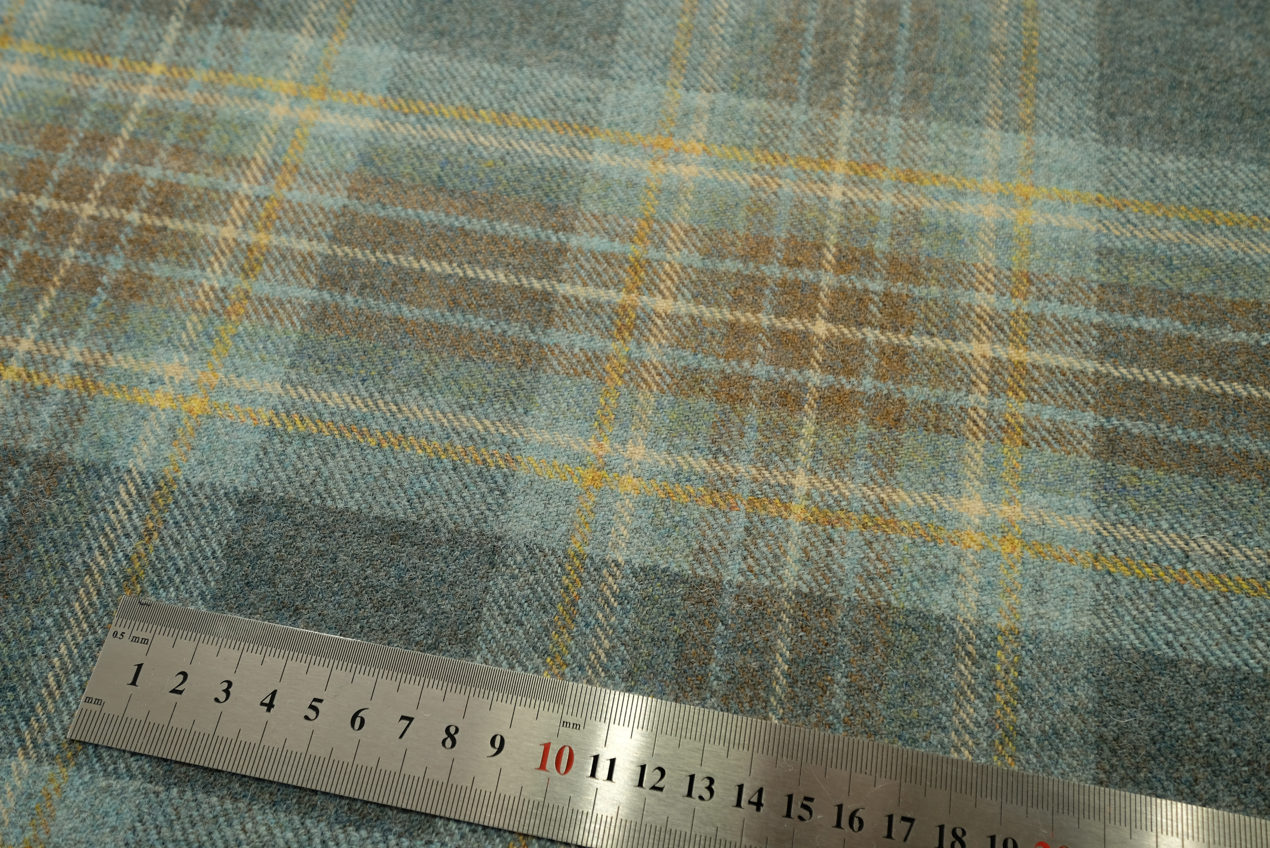 TWEED tartan wool fabric- blue 17