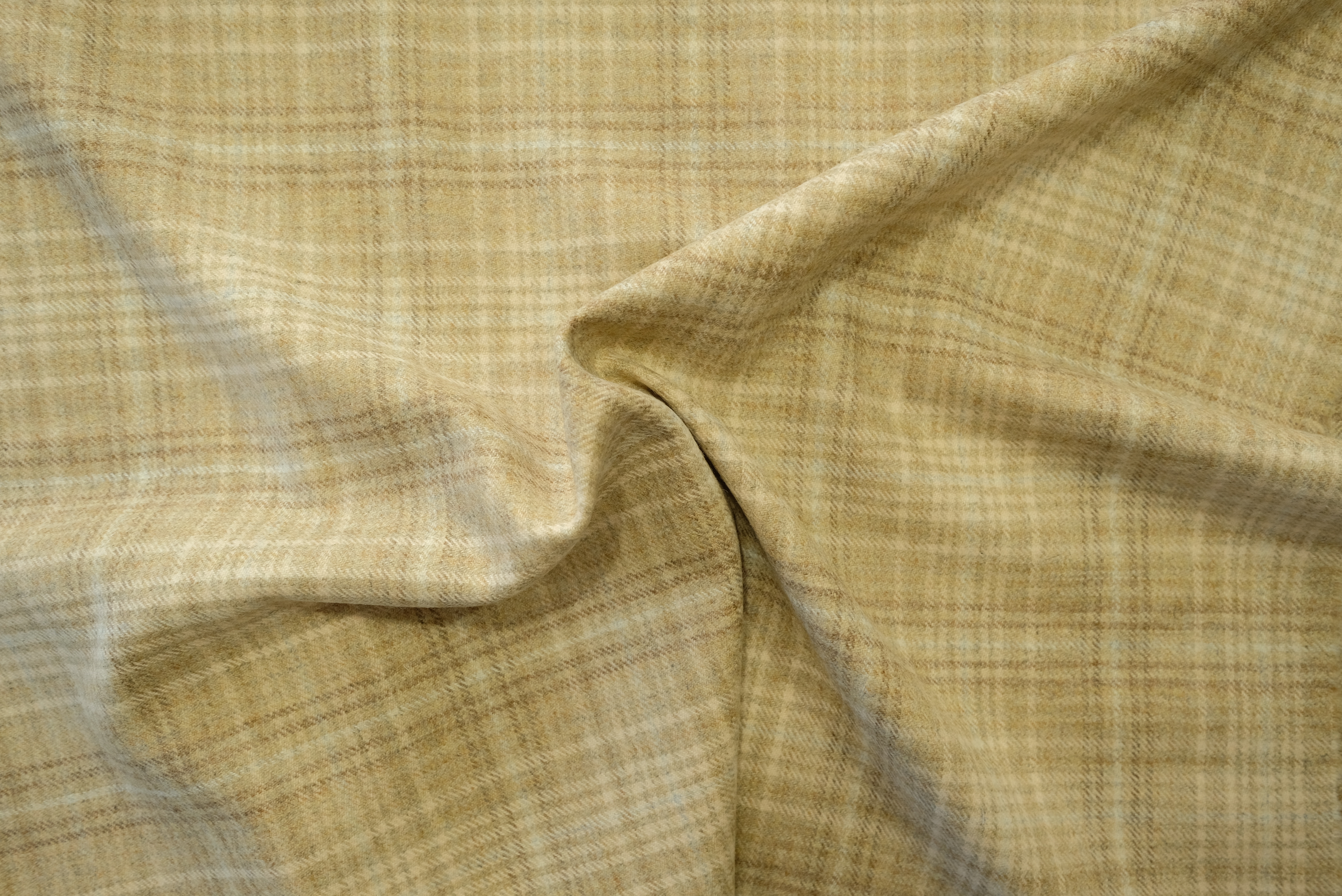 TWEED tartan wool fabric-beige 02