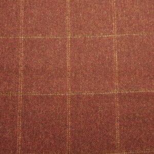 TWEED tartan wool fabric- red with yellow 07