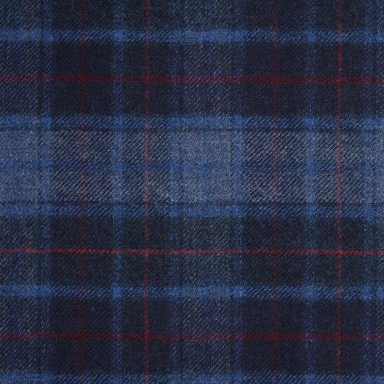 TWEED tartan wool fabric- dark blue 332