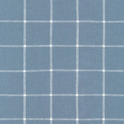 Cotton tartan-white on gray blue