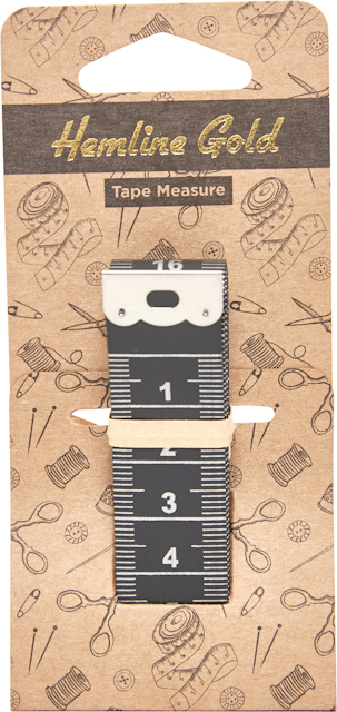 Hemline gold tape measure- black