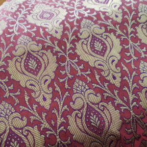 Foux silk brocade-gold on pink red