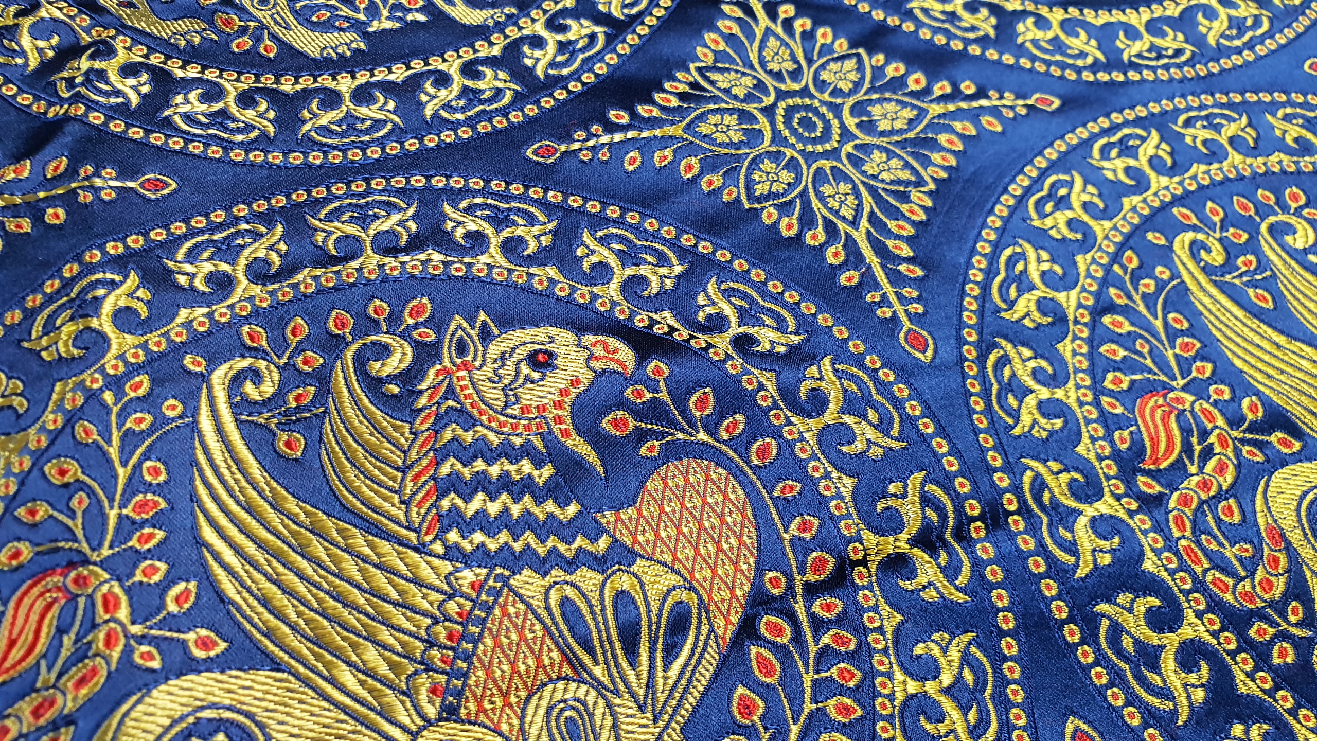 Silk brocade- griffin on blue 7-12th century