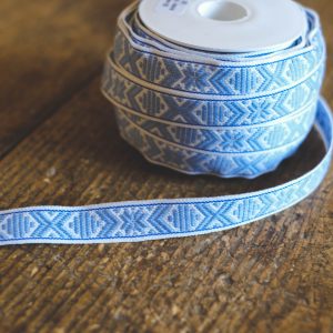 Traditional Swedish ribbon 15mm- ligt blue & white