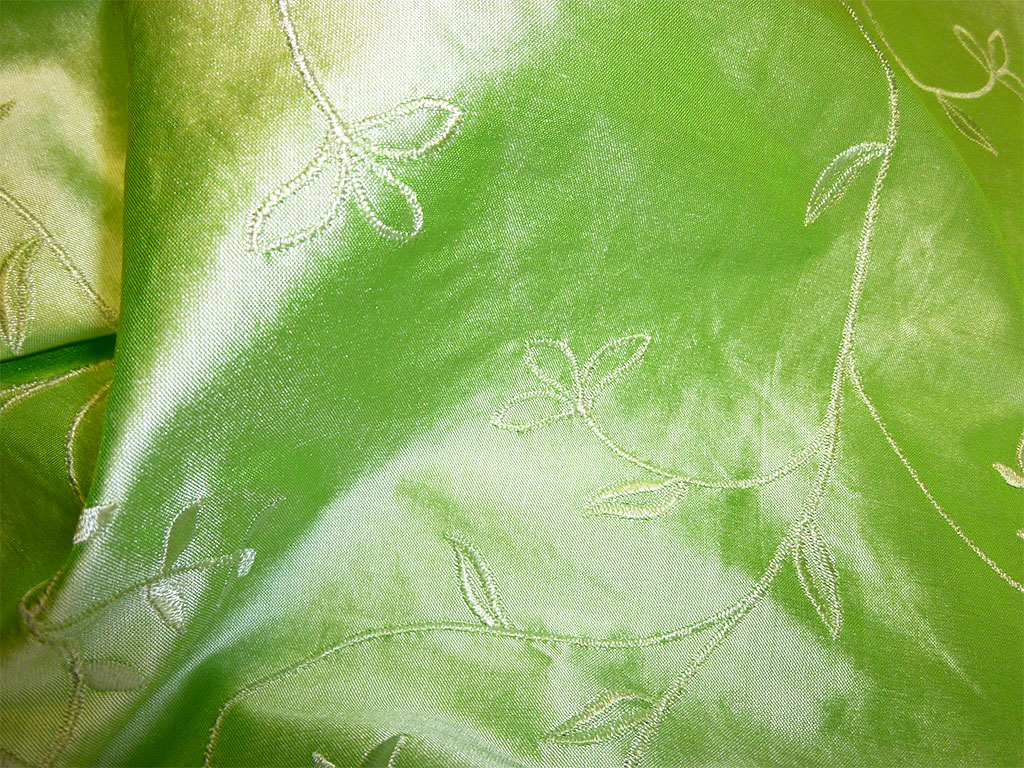 Embroidered silk-light green