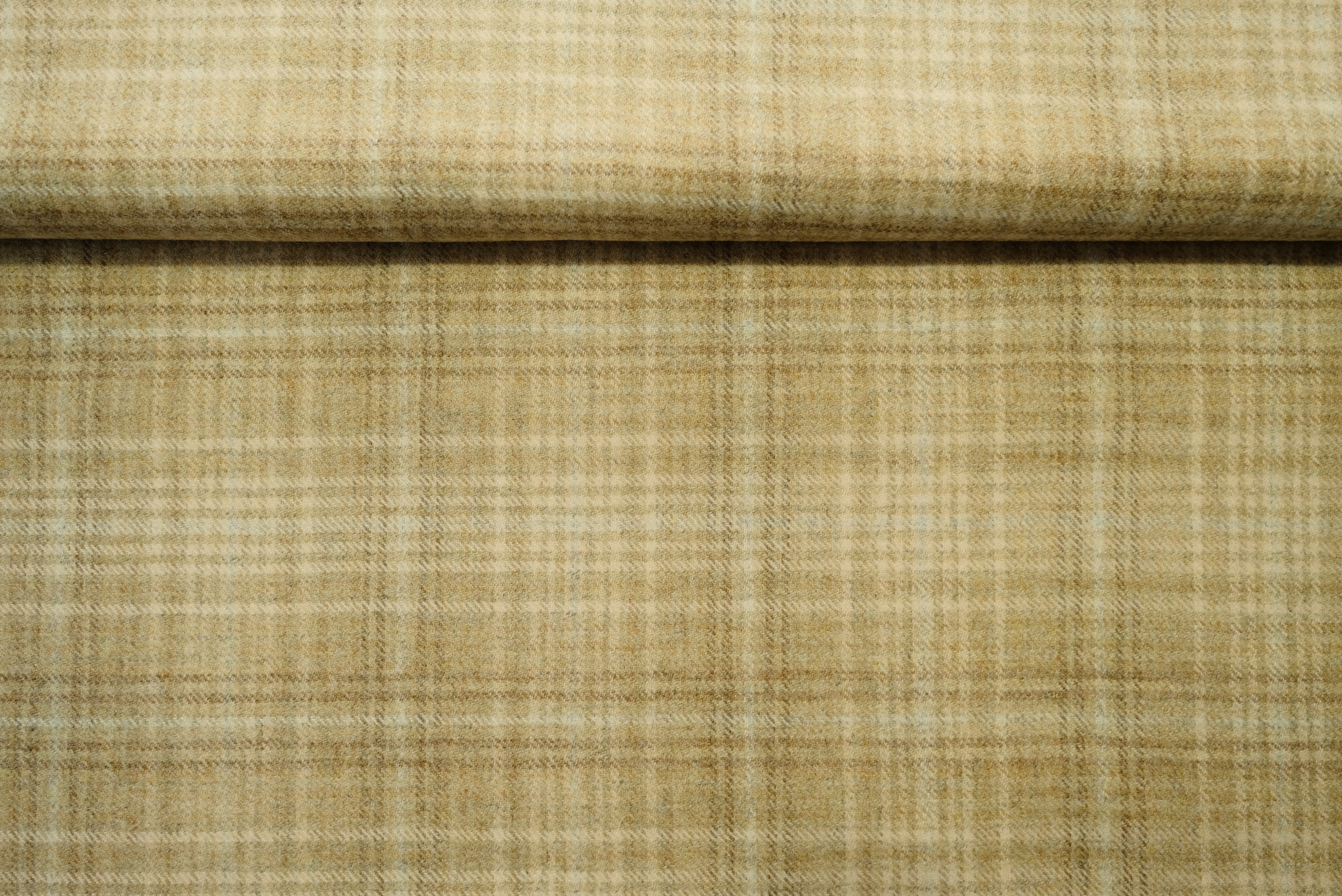 TWEED tartan wool fabric-beige 02