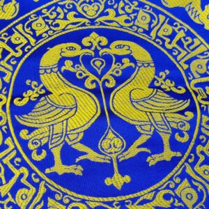 Silk brocade-gold birds on blue 9-15th cent