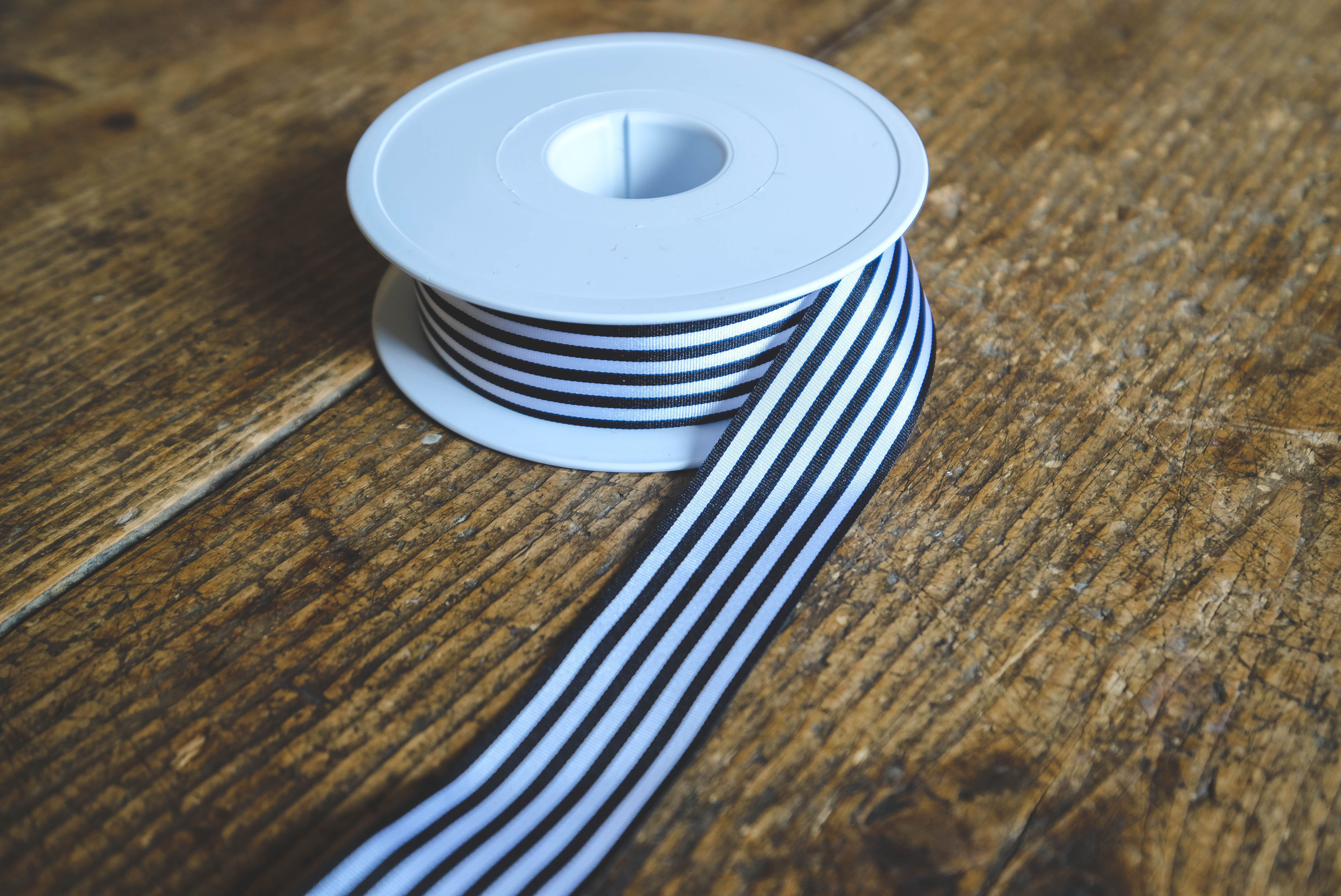 Grossgrain ribbon 25mm- black & white stripe