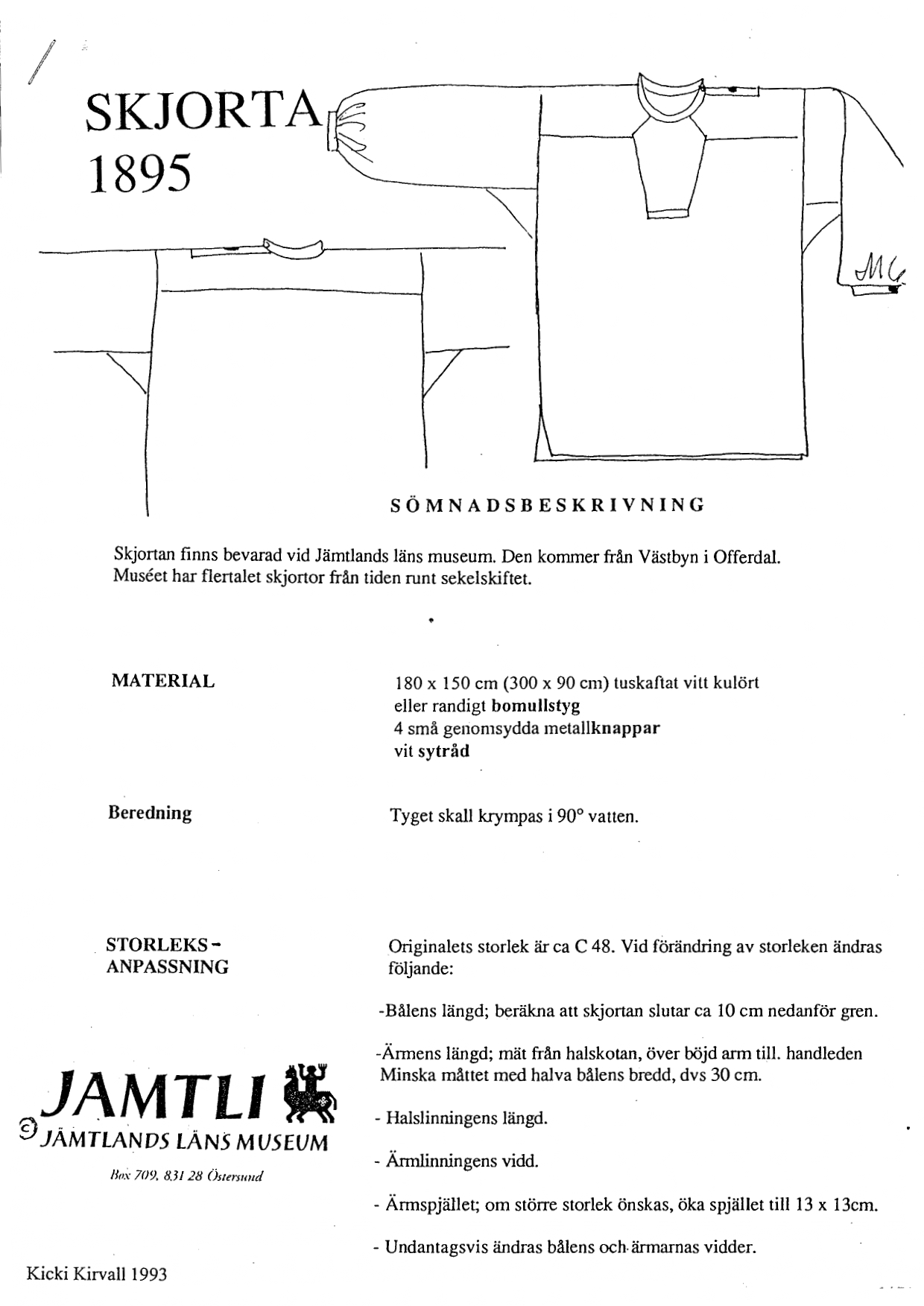 Sewing booklet Jamtli- Shirt 1895