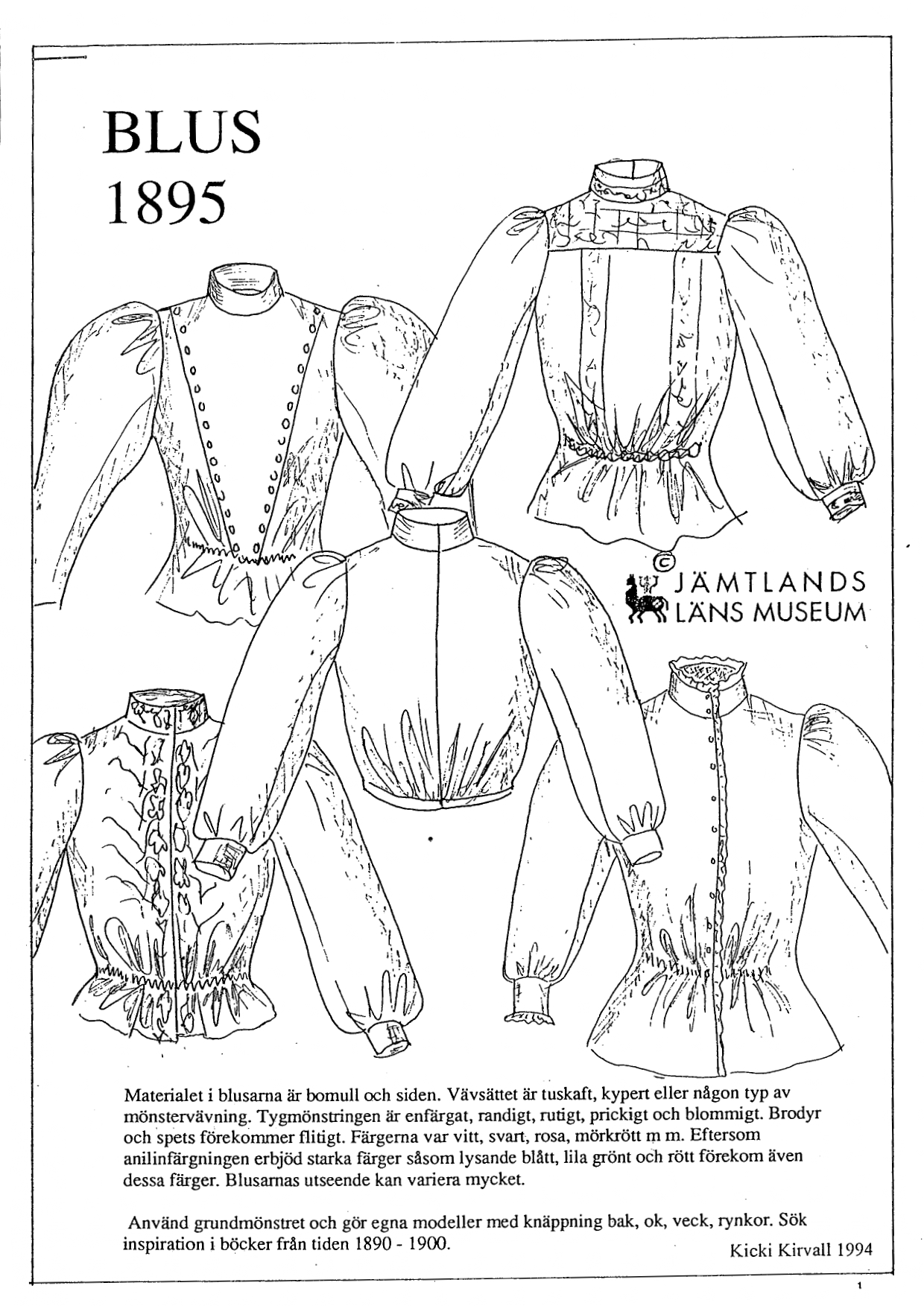 Sewing pattern Jamtli- Blouse 1895