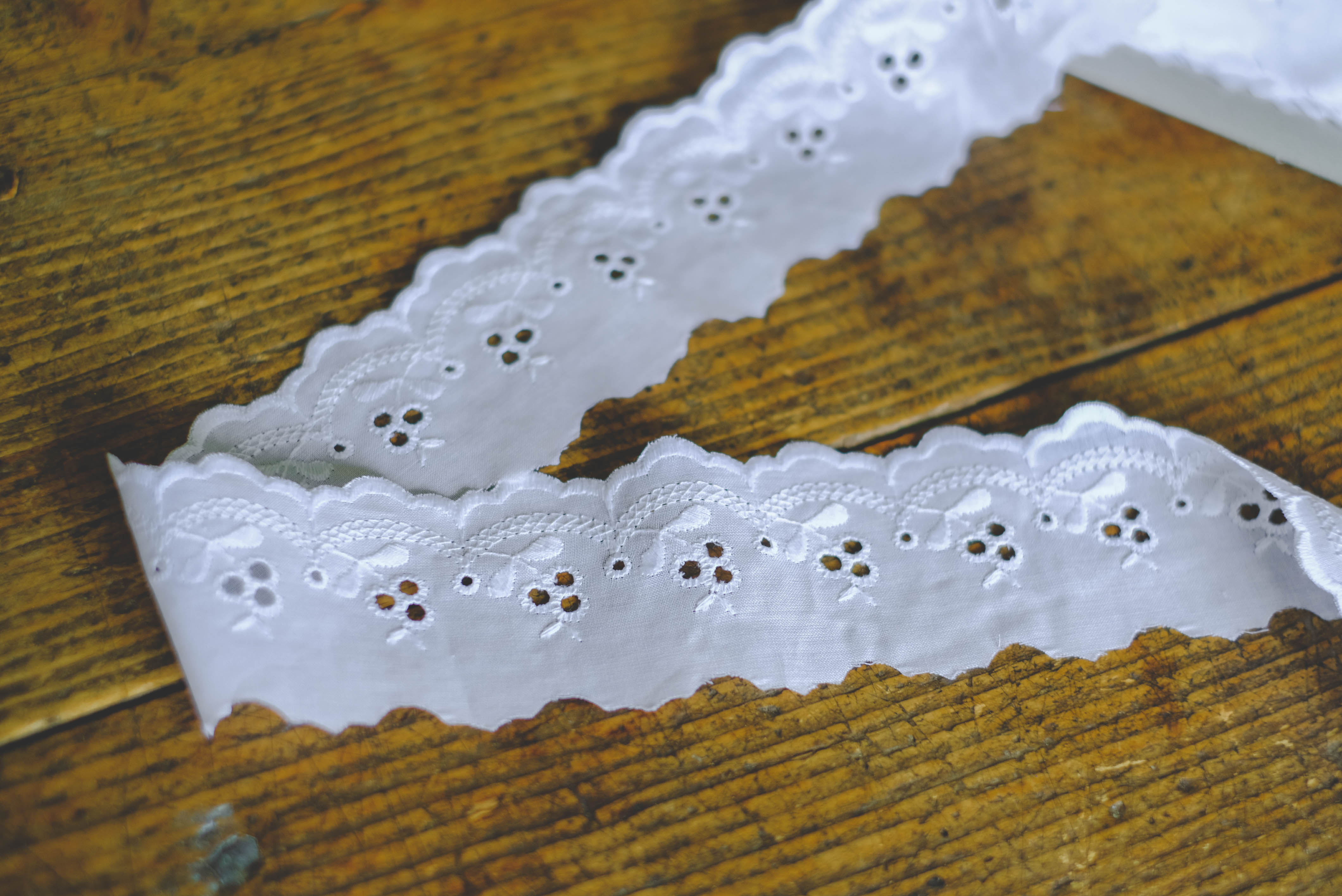 Embroidered cotton lace 5cm- white
