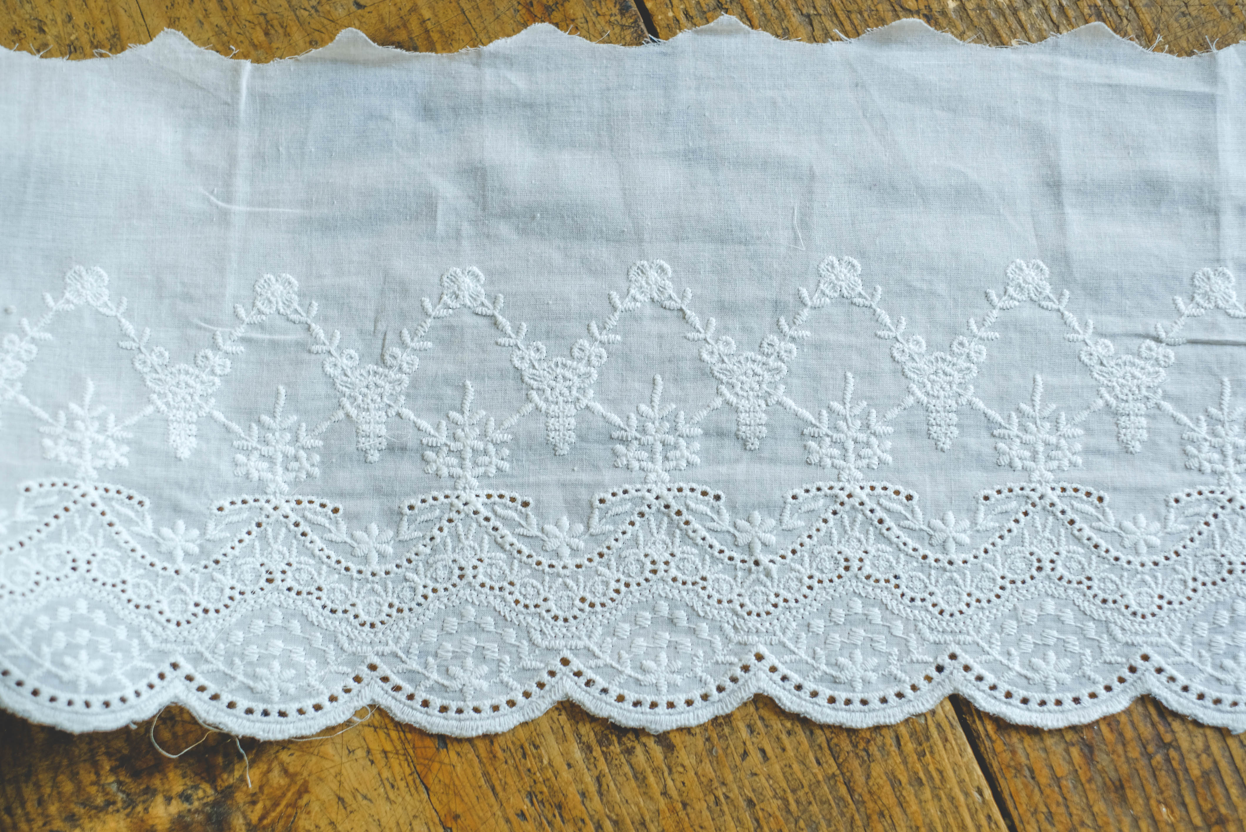 Embroidered cotton lace 19cm - white