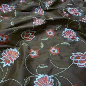 Embroidered silk-flowers brown