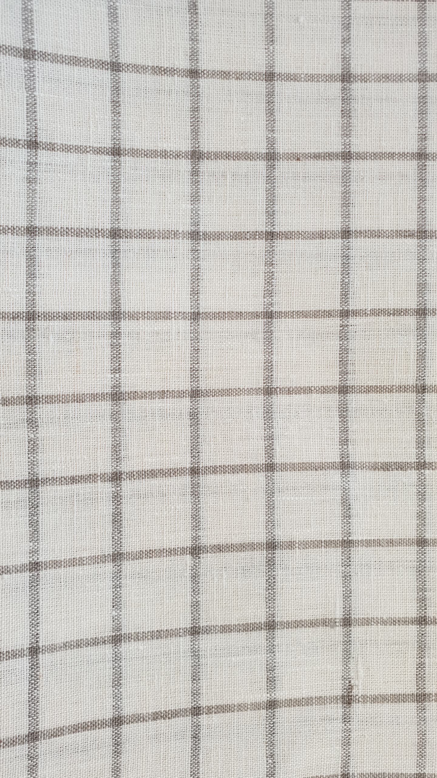 Checked linen-natural, white
