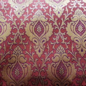 Foux silk brocade-gold on pink red