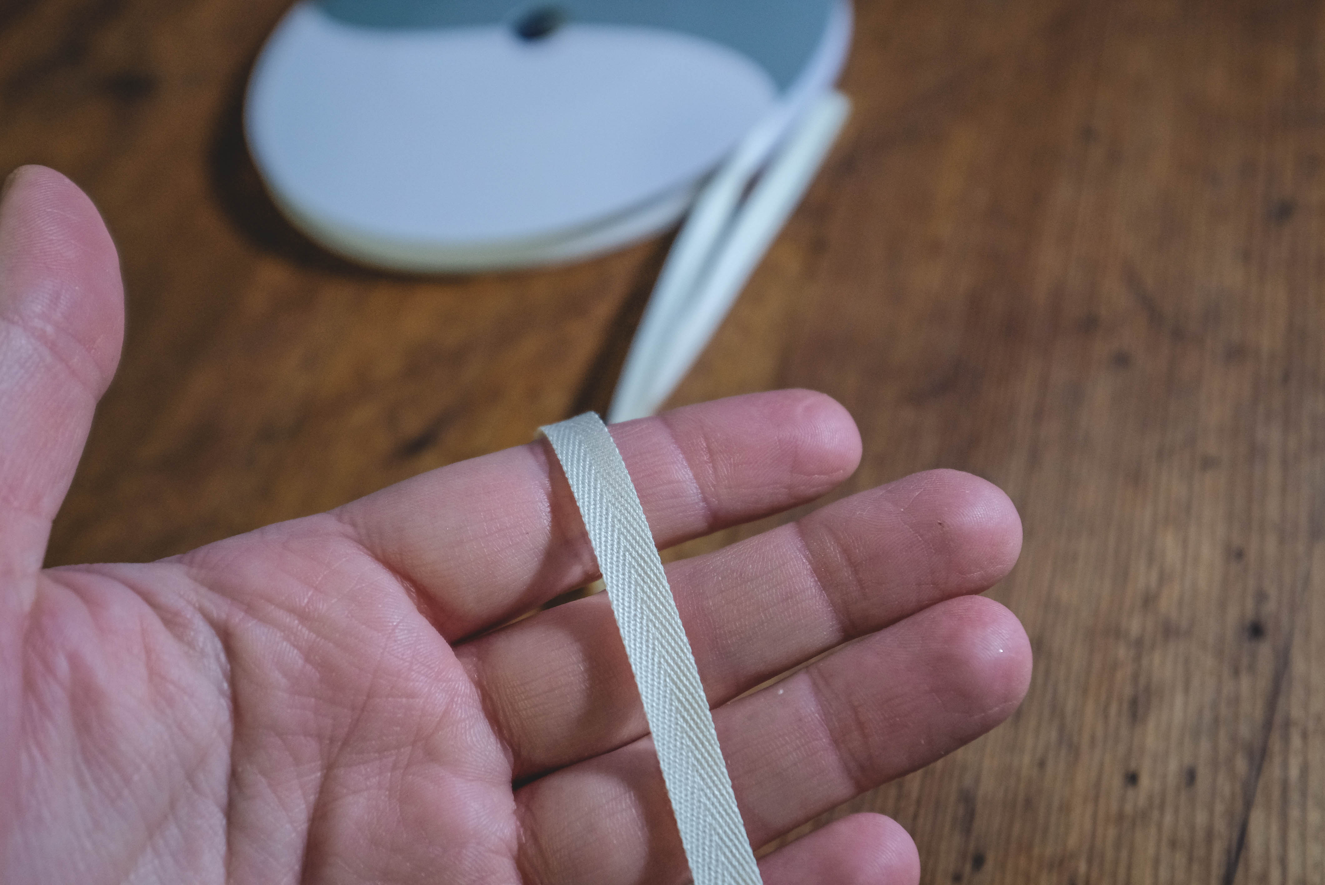 Cotton herringbone tape 6mm- thin natural white