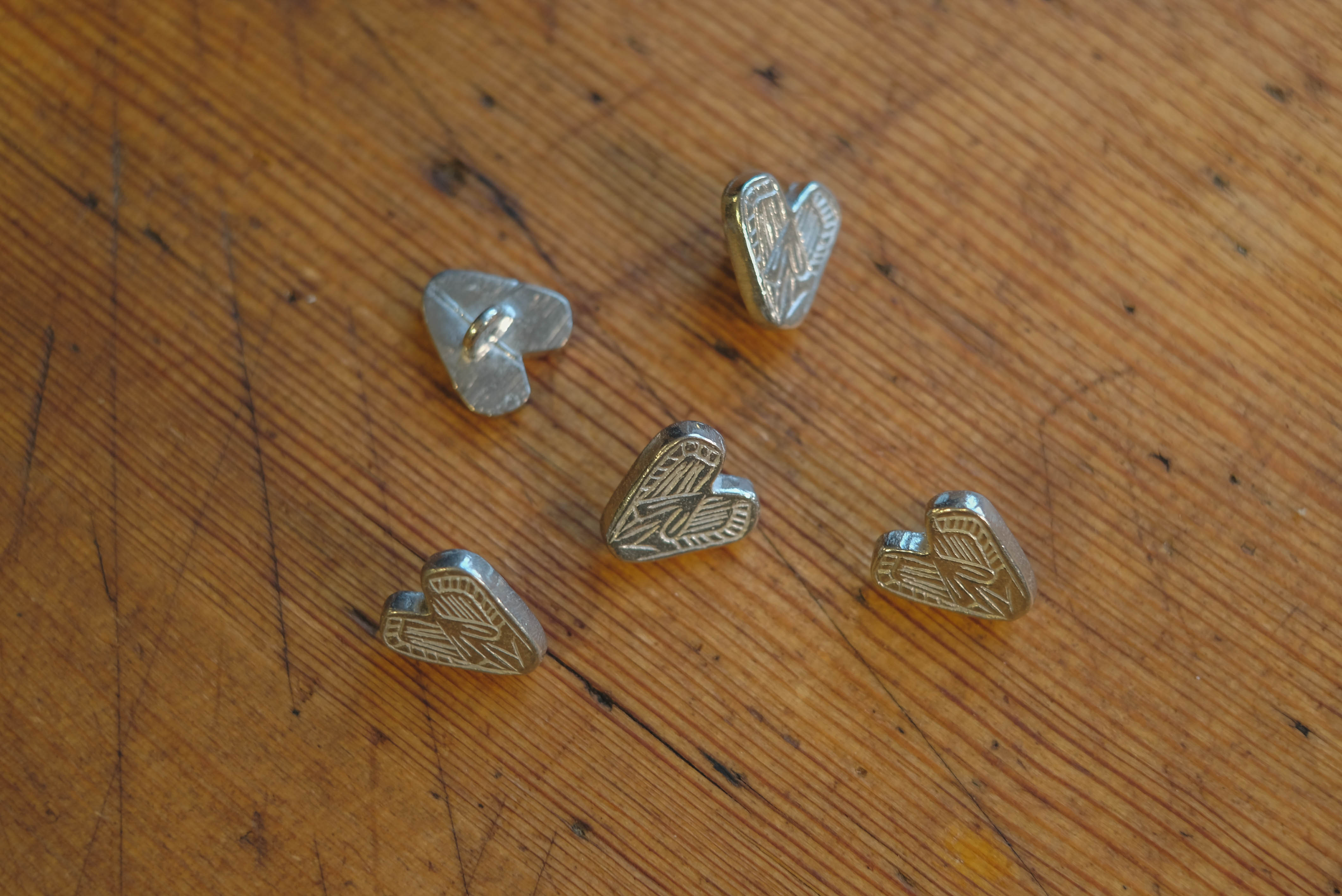 Medieval tin button 6- heart 18x16mm