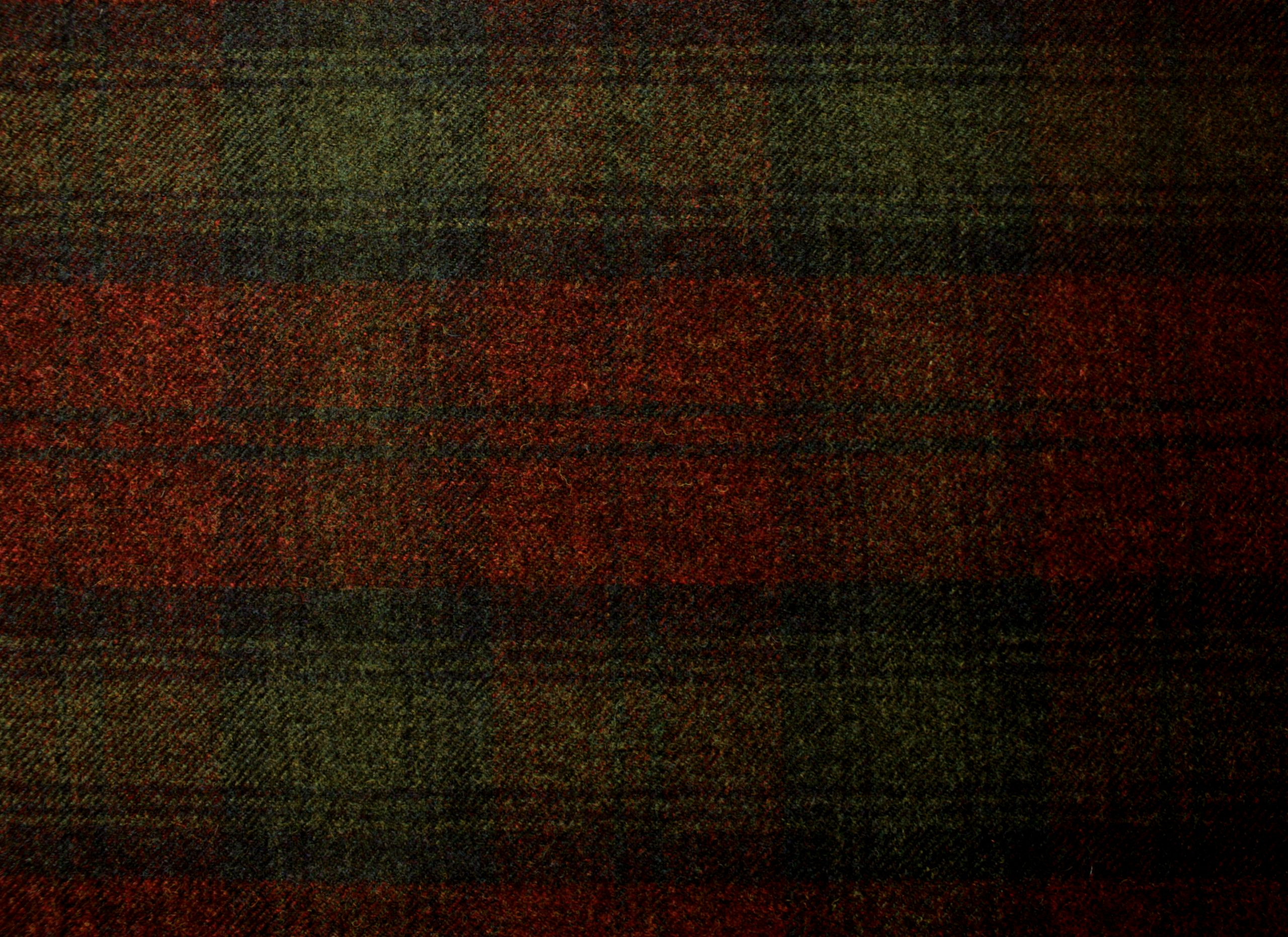 TWEED tartan wool fabric- red green black 66