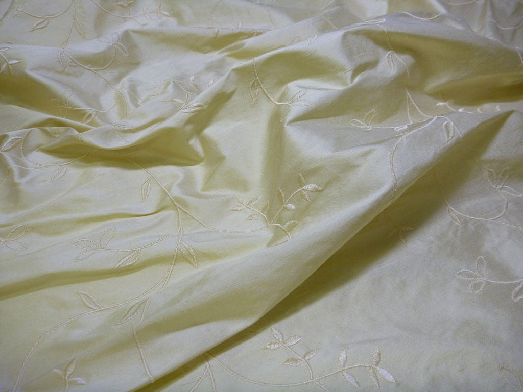 Embroidered silk-ivory